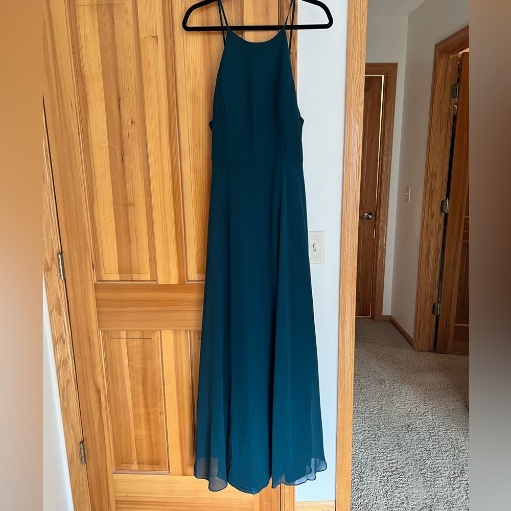 Jenny Yoo Blue Halter Maxi Gown for Weddings
